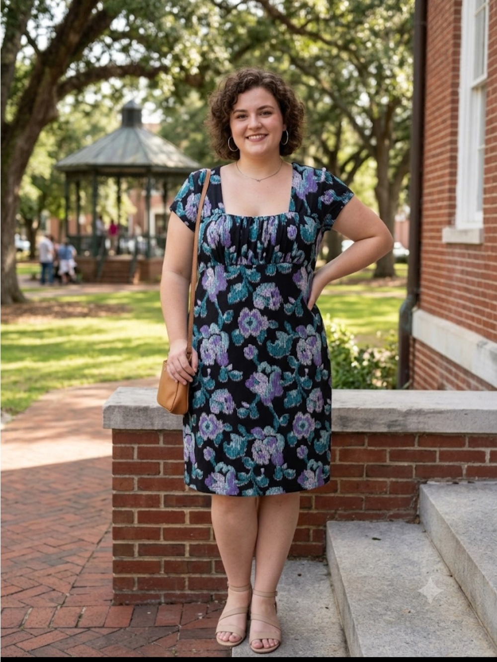 Madison Dress w/Black background and Subtle Lavender floral accent Size Medium